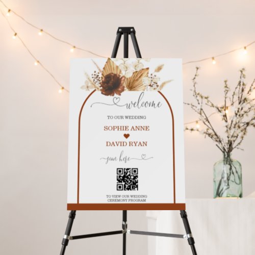 Charm QR Code Terracotta Arch Wedding Welcome Sign
