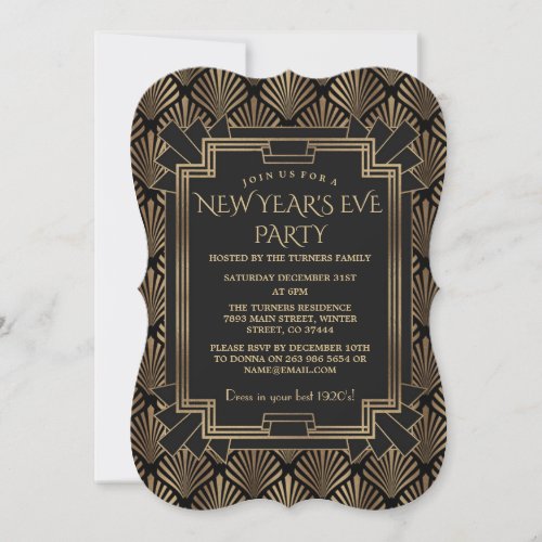 Charm Roaring 20s Great Gatsby New Year Party Invitation