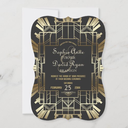 Charm Roaring 20s Great Gatsby Wedding Invite