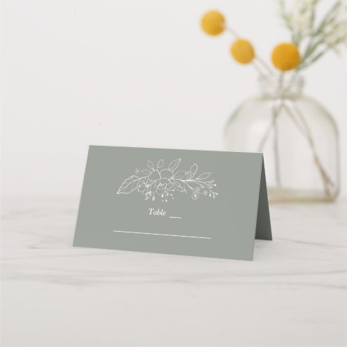 Charm Sage Green Minimalist Wedding Table Number Place Card