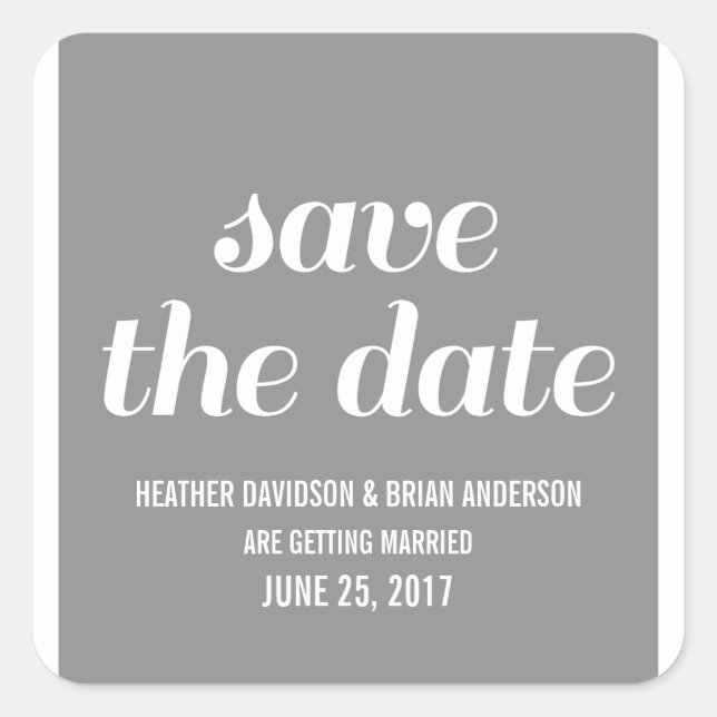 Charm Save the Date Stickers, Gray Square Sticker (Front)
