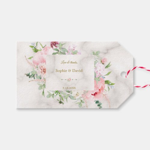 Charm Spring Watercolor Peonies Frame Wedding Gift Tags
