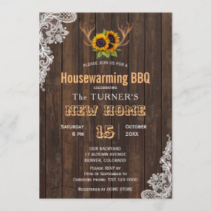 Charm Sunflowers String Lights Housewarming Party Invitation