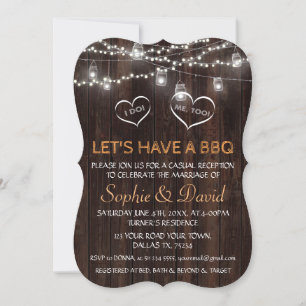 Charm Vintage String Lights Old Barn I DO BBQ Invitation