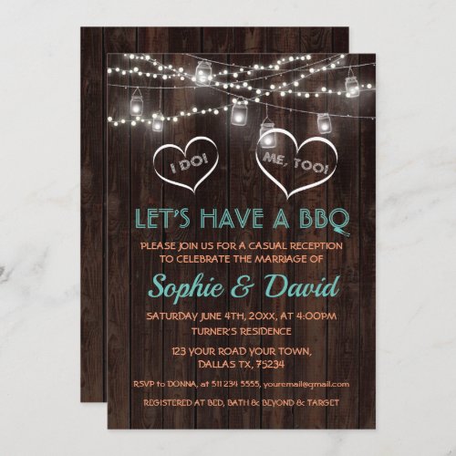 Charm Vintage String Lights Old Barn I DO BBQ Invitation