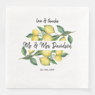 Charm Watercolor Lemon Tropical Wedding Paper Dinner Napkins