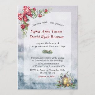 Charm Watercolor Winter Scene Christmas Wedding Invitation