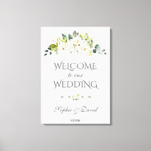 Charm White Cream Floral Welcome Wedding Sign