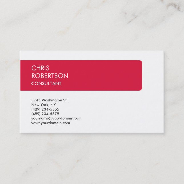 Charm White Crimson Red Attractive Business Card (Front)