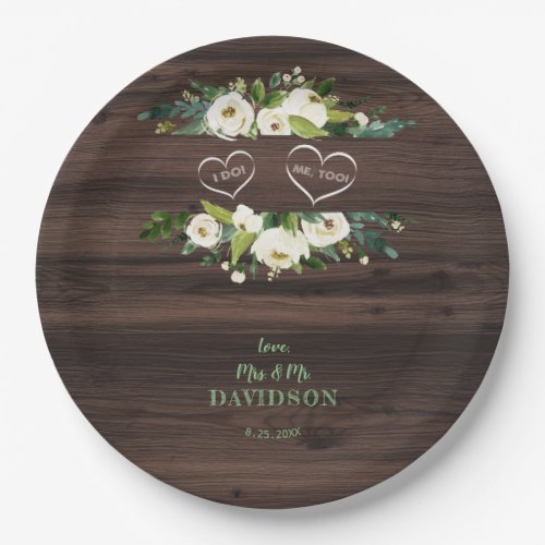 Charm White Floral Frame Barn I DO BBQ Paper Plates