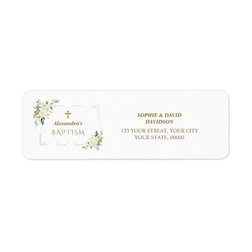 Charm White Floral Monogram Return Address Label