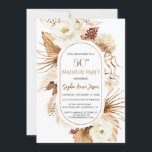 Charm White Floral Pampas Grass Palm 50th Birthday Invitation<br><div class="desc">ANY AGE! Elegant card design featuring watercolour white flowers,  dried pampas grass and palm leaves around an elegant frame,  on a white background. Use Personalise tool to add your info.. For matching items,  please,  visit my Pampas Floral Collection.</div>