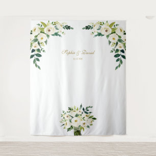 Charm White Floral Wedding Photo Booth Backdrop