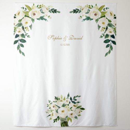 Charm White Floral Wedding Photo Booth Backdrop