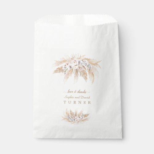 Charm White Orchid Blus Roses Pampas Grass Wedding Favor Bag