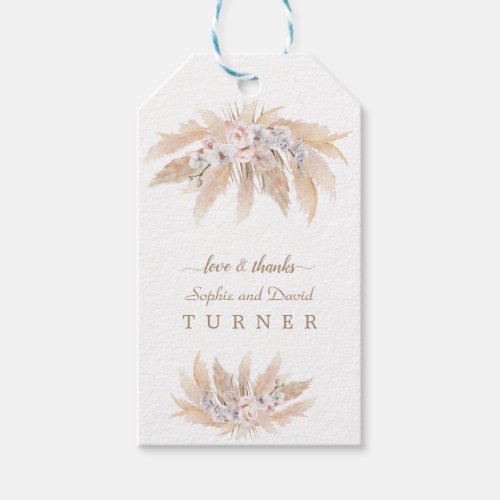 Charm White Orchid Blus Roses Pampas Grass Wedding Gift Tags