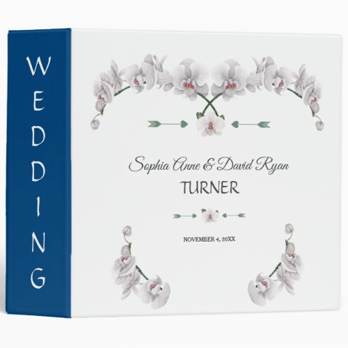 Charm White Orchid Flowers Wedding Album 3 Ring Binder