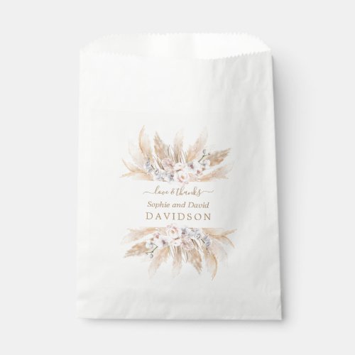 Charm White Orchid Pampas Grass Wedding  Favor Bag