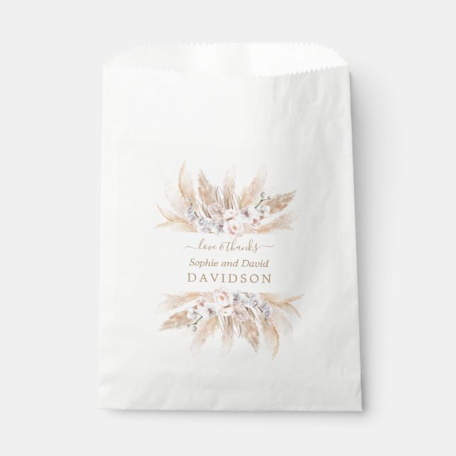 Charm White Orchid Pampas Grass Wedding  Favor Bag (Front)