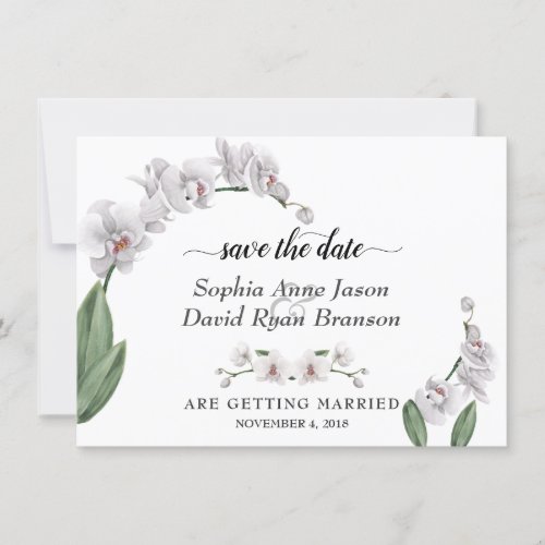 Charm White Orchid Wedding Calligraphy Save The Date