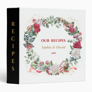 Charm Winter Holidays Wreath Gold Wedding Recipes 3 Ring Binder