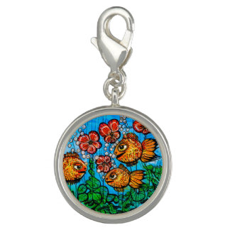 Charm with hand-painted surreal marine environment