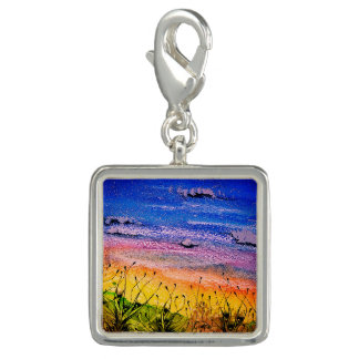 Charm with hand-painted whimsical landscape