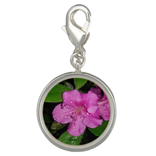 Charm with pink flowers after the rain (Front)