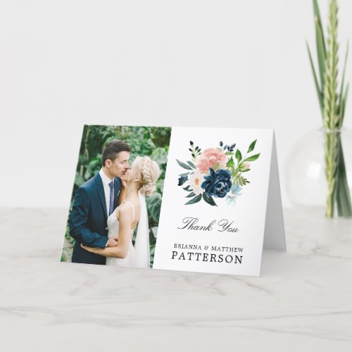 Charmed Floral Wedding Photo Thank You Card