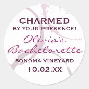 Charmed Rustic Burgundy Wine Stain Bachelorette Classic Round Sticker