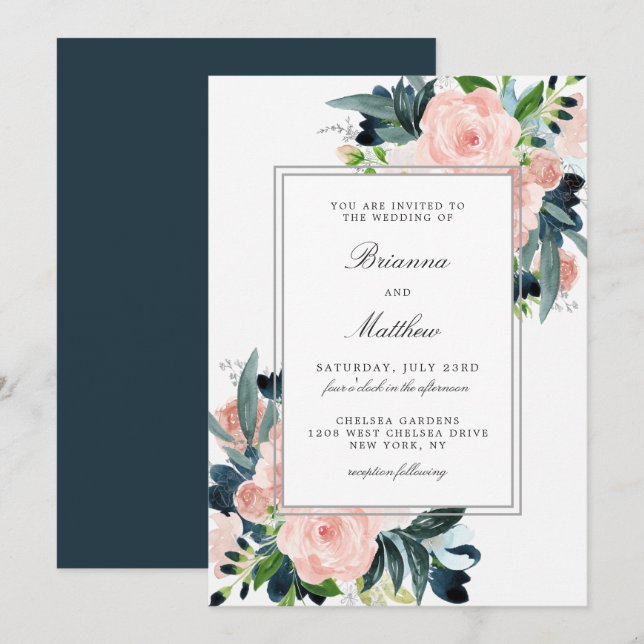 Charmed Watercolor Floral Wedding Invitation (Front/Back)