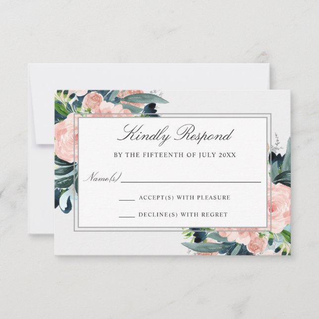 Charmed Watercolor Floral Wedding RSVP Card (Front)