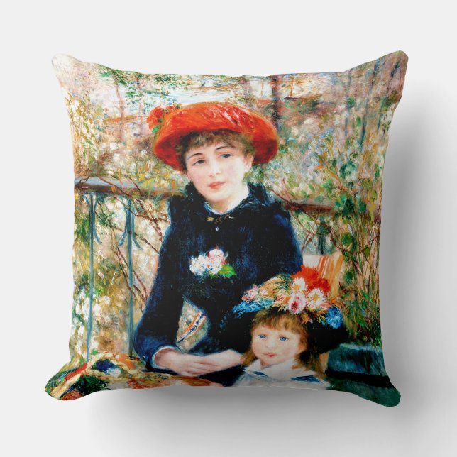 Charmimg Renoir's 'Two Sisters' Famous Painting Throw Pillow (Front)