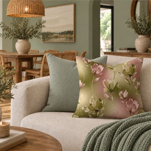 Charmin dusty pink sage flowers throw pillow