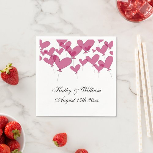 Charming 1001 red heart balloons theme wedding napkins