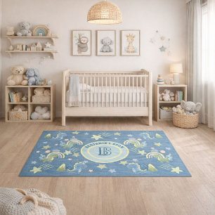 Charming 6x4 Blue Dinosaur Personalized Rug
