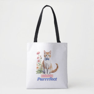 Charming “Absolutely Purrrfect” Cat Tote Bag