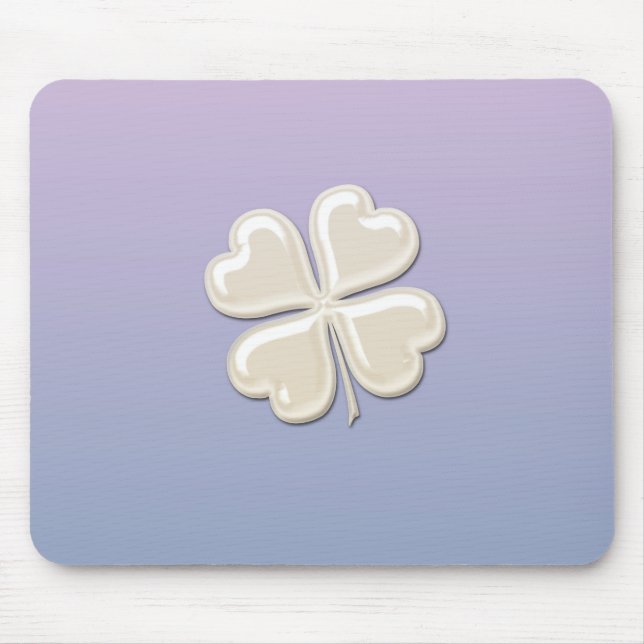 Charming adorable chic pearl lucky shamrock mouse pad (Front)