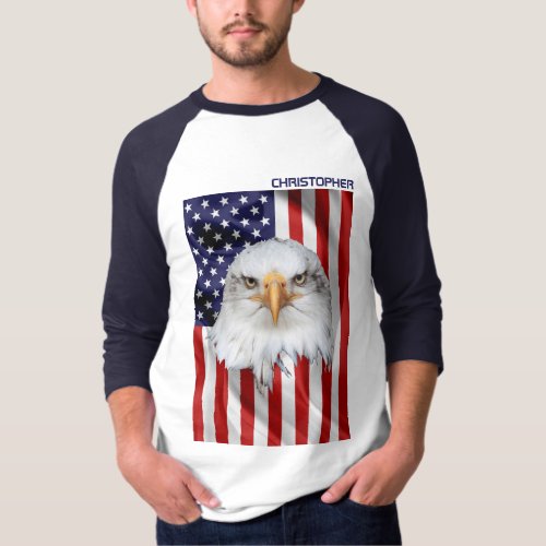 Charming American Eagle The USA Flag Patriotic T_Shirt
