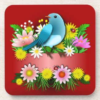 Charming and Cheerful Bird and Flowers Coasters