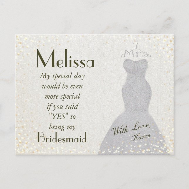 Charming and Fun Bridesmaid Invitation Postcard (Front)