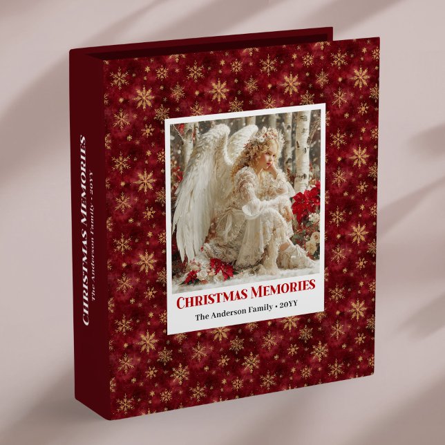 Charming Angel Red Gold Custom Christmas Memory  3 Ring Binder (Charming Angel Red Gold Custom Christmas Memory Album

)