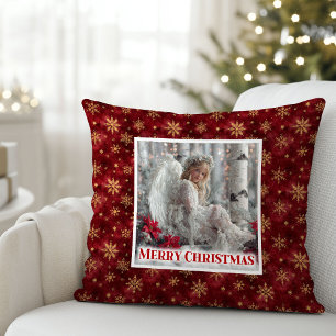 Charming Angel Red Gold Kids Room Decor Best Xmas Throw Pillow
