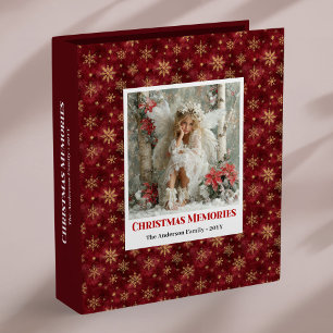 Charming Angel Red Gold Personalized Christmas  3 Ring Binder
