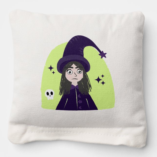 Charming Angry Cute Witch Cornhole Bags (Front)