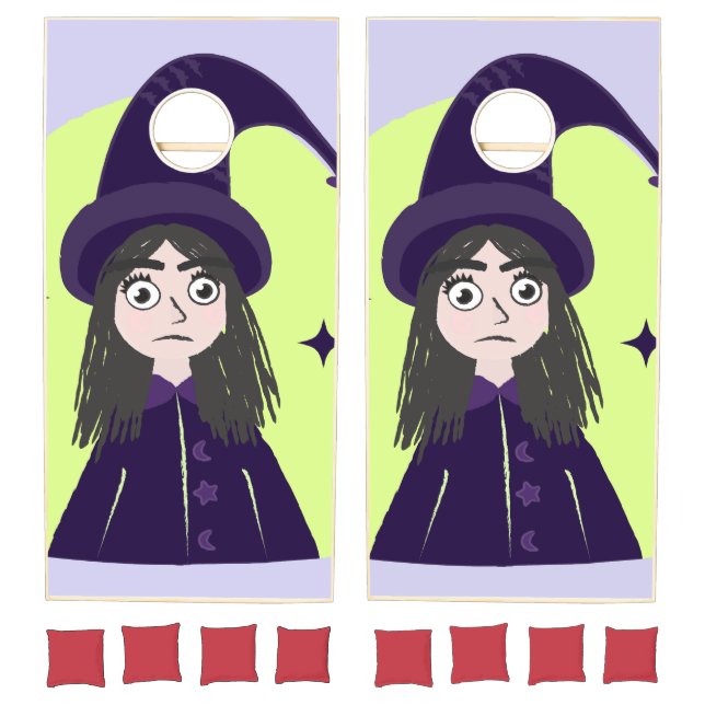 Charming Angry Cute Witch Cornhole Set (Set)