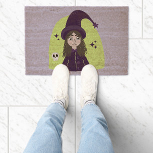 Charming Angry Cute Witch Fiber Doormat