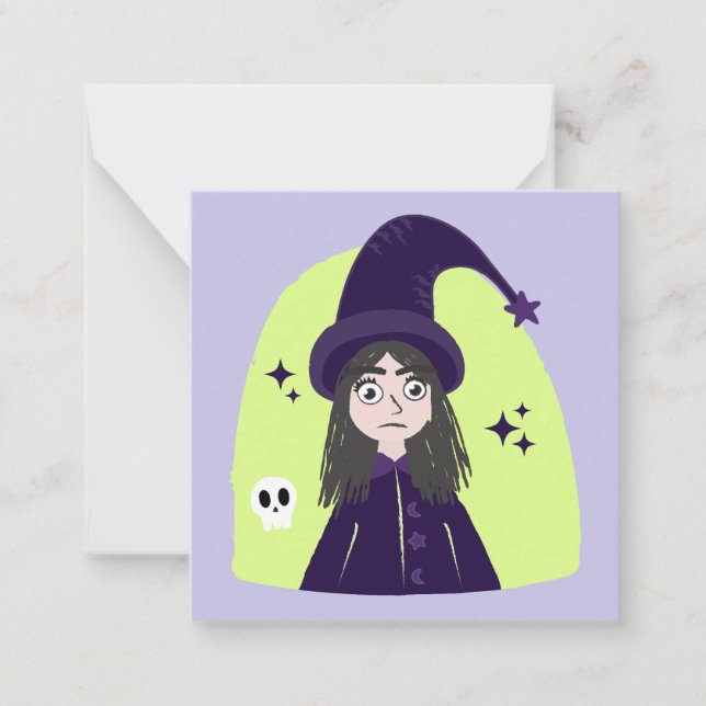 Charming Angry Cute Witch Note Card (Front)