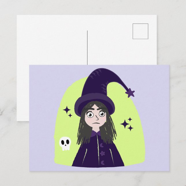 Charming Angry Cute Witch Postcard (Front/Back)