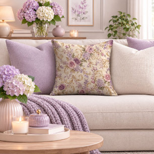 Charming Antique Rose Pattern Decorative Pillow